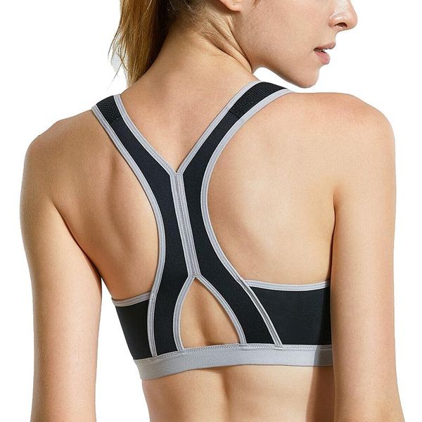 

gym clothing women's front closure wire workout sports bra, White;black
