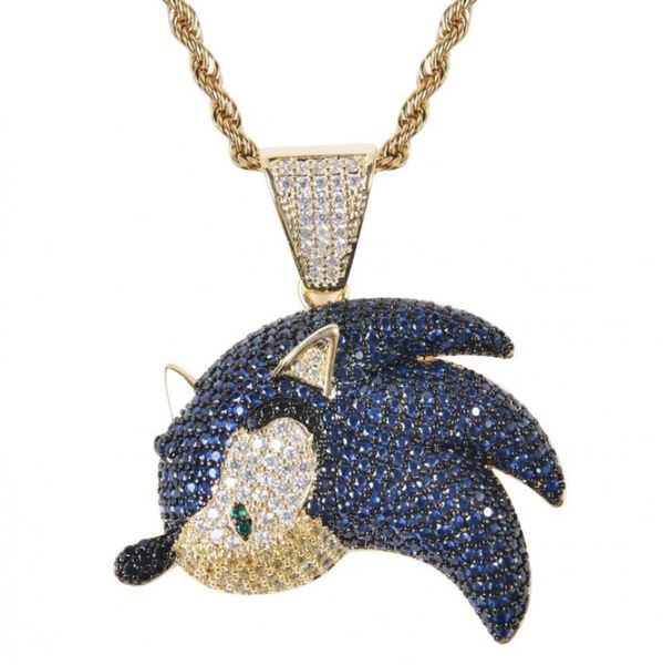 

pendant necklaces cute hedgehog metal inlaid zircon necklace hip hop trend men and women party jewelry gifts, Silver