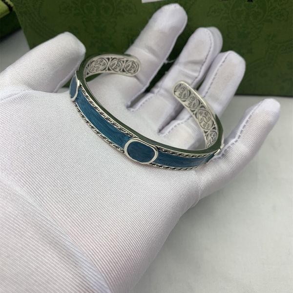 

new product enamel letter silver plated bracelet retro fashion design open bracelet couple jewelry supply nrj, Black