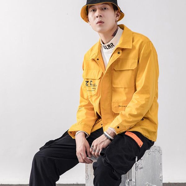 

men's jackets ewq / wear fashion work clothes jacket male 2021 spring multi all-match pocket trend loose coat menwear 9y0077, Black;brown