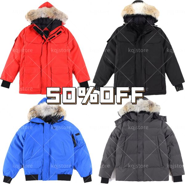 

new designer man winter wolf parka wind proof puffer goose coats warm overcoat hooded casual and comfortable fur travel down jacket long, Black