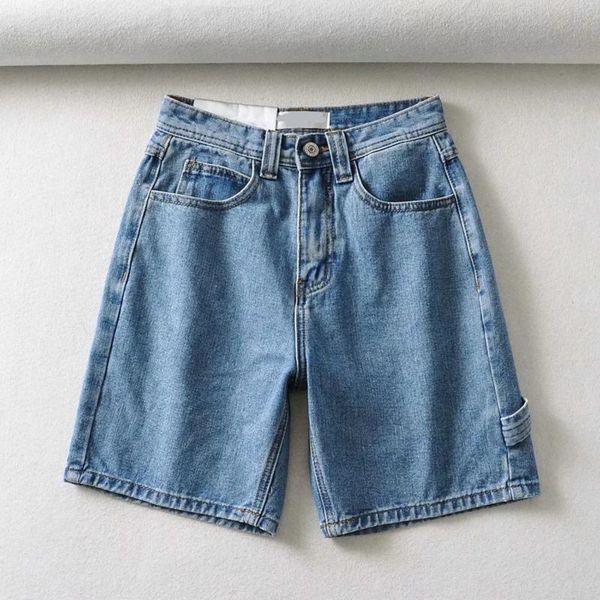

women's shorts high waist pocket slim cyclist denim women 2021 summer vintage korean fashion casual overalls jeans female, White;black