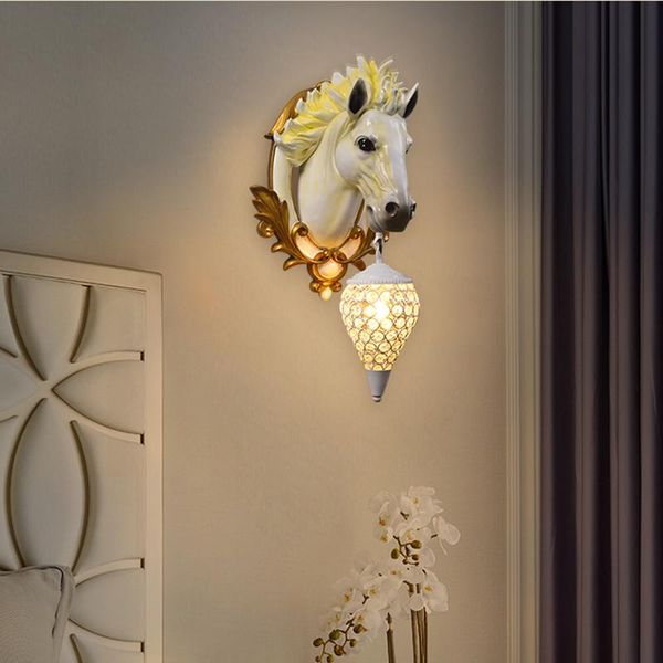 

wall lamps modern decor animal horse lamp resin shape vintage kitchen lights for home art living room indoor lighting
