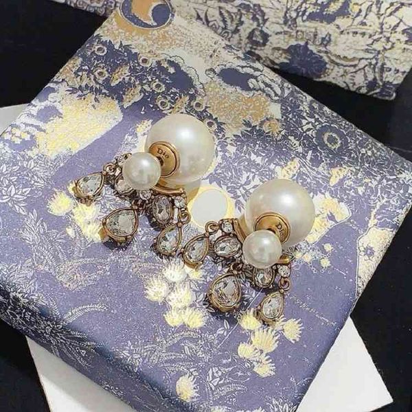 

factory specials aa designer new fashion size pearl earrings temperament brass s925 silver needle diamond earrings yukt, Golden