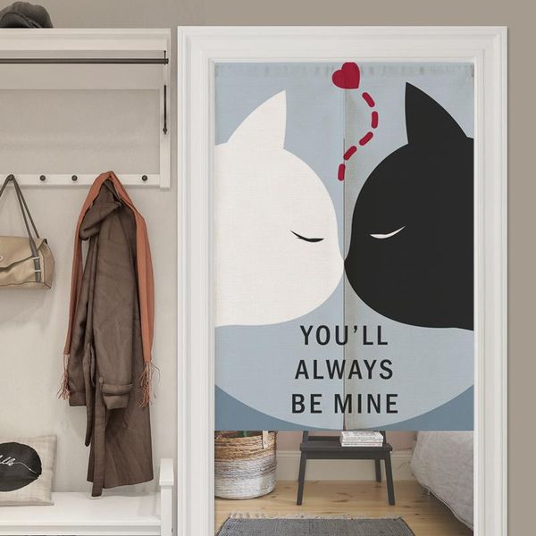 

curtain & drapes japanese lovely cat warm bedroom partition cartoon door kitchen toile cloth cotton linen living roomhome decoration
