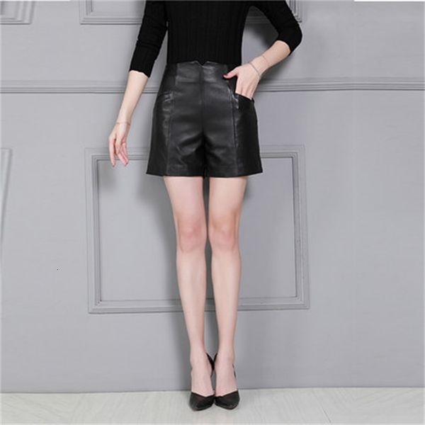 

2021 high-waisted sheep leather shorts, ks20 qd7m, White;black