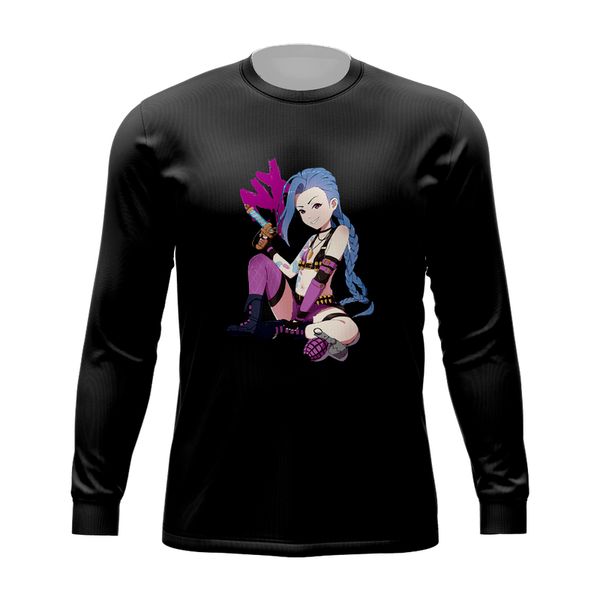 

3d printing game jinx t-shirt lol arcane cool street party wear round neck long sleeve character print daily top, White;black