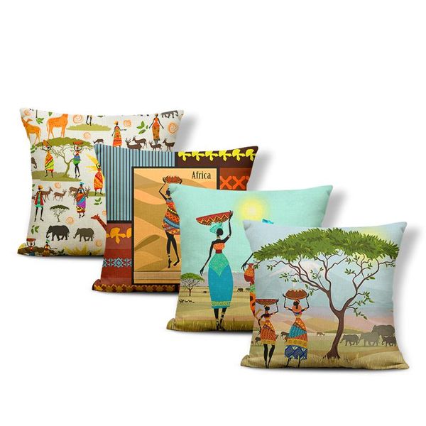 

cushion/decorative pillow classical africa ethnic cushion cover african women working decorative cushions square linen pillowcase for sofa h