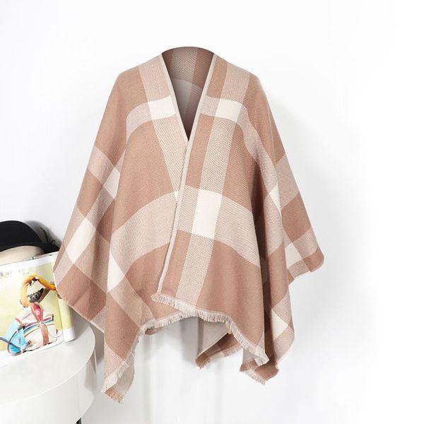 

scarves ladies shawl women winter warm oversized lattice printing blanket cape wraps cardigans for female, Blue;gray