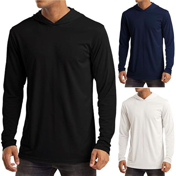 

men's t-shirts casual basic solid color hooded long sleeve jacket blouse, White;black