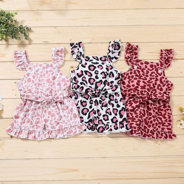 

clothing sets summer baby girl clothes fashion born infant girls leopard floral print ruffled romper jumpsuit outfits, White