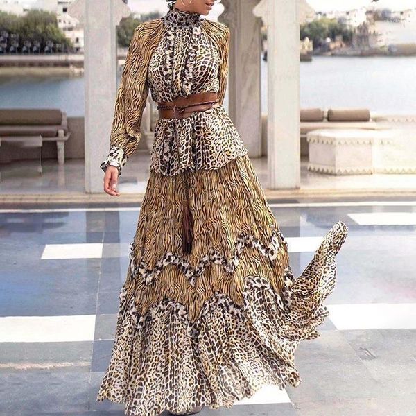 

big-name summer women's satin leopard print fashion shirt + pleated skirt suit 2021 party two-piece bing xl tracksuits, Gray