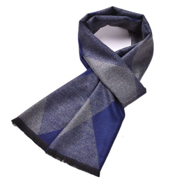 

korean versatile wool autumn and winter warm men's knitting scarf, Blue;gray