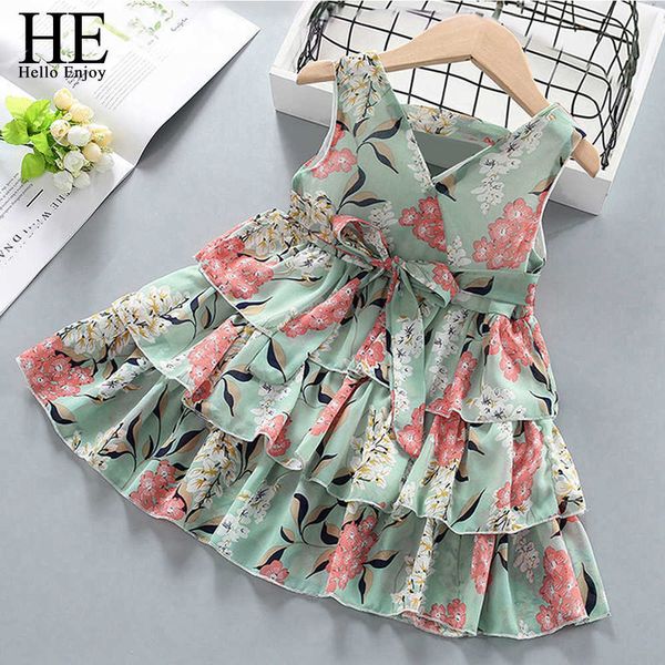 O hello zevk bebek kız elbise yeni yaz çocuklar kız prenses elbiseler çiçek tatlı elbise güzel rahat kostüm çocuk giyim Q0716