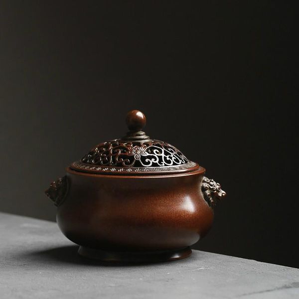 

copper stove famous hu qingsong copper lion button incense burner plate fragrant tower incense sandalwood and burner
