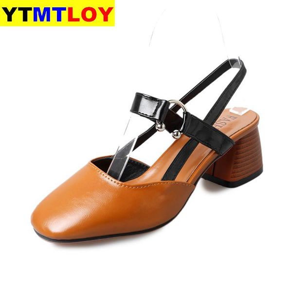

dress shoes factory direct low heels sandals women ankle strap summer female plus size 42 block casual, Black