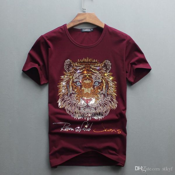 

wholesale men luxury shirts cotton tshirt diamond t 65 design and fashion t-shirts funny brand tees men toxks, Black