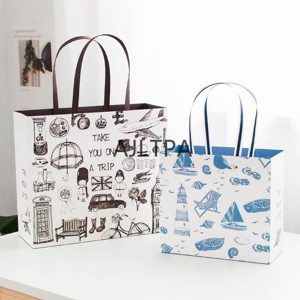 

gift wrap 100pcs/lot creative paper gifts bag portable bags retro clothing rivets christmas decoration home ct0301