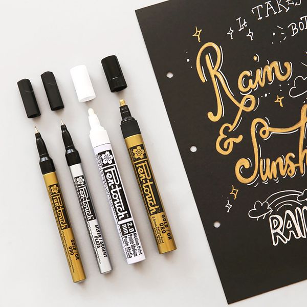 

permanent metallic pens sier gold base for glass fabric cd tire steel s paint pen kawaii scrapbook markers