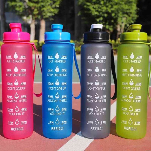 

1000ml sports kettle student fashion portable outdoor plastic cup water bottle space cup