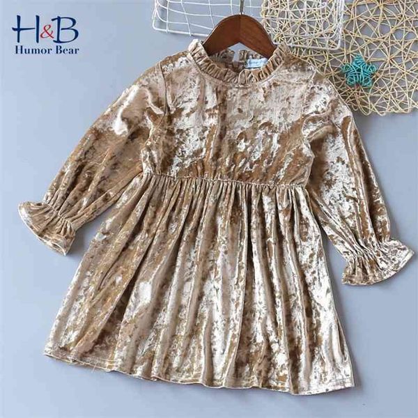 

girls dress autumn flare long sleeve gold velvet princess warm pricess toddler clothes 4-12y 210611, Red;yellow