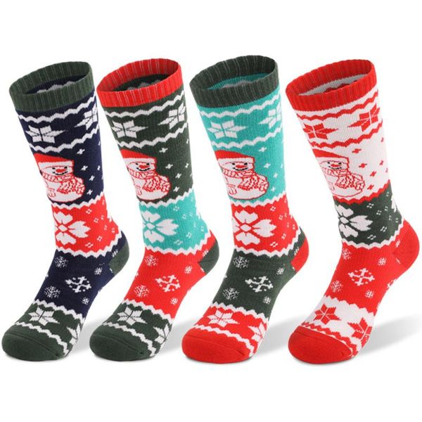 

sports socks 3 pairs children ski kids winter warm outdoor hiking soft comfortable thick snow christmas gift, Black