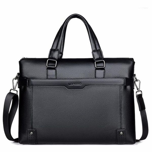 Lichee Pattern Men's Bag Pu Soft For Documents Branhora Sólida de alta capacidade Men Men Leather Laptop Bags1