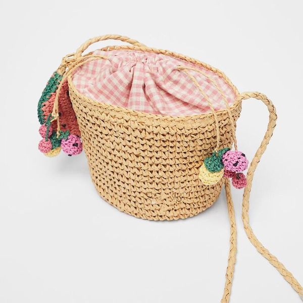 

storage bags lovely watermelon decorated bucket straw woven bag