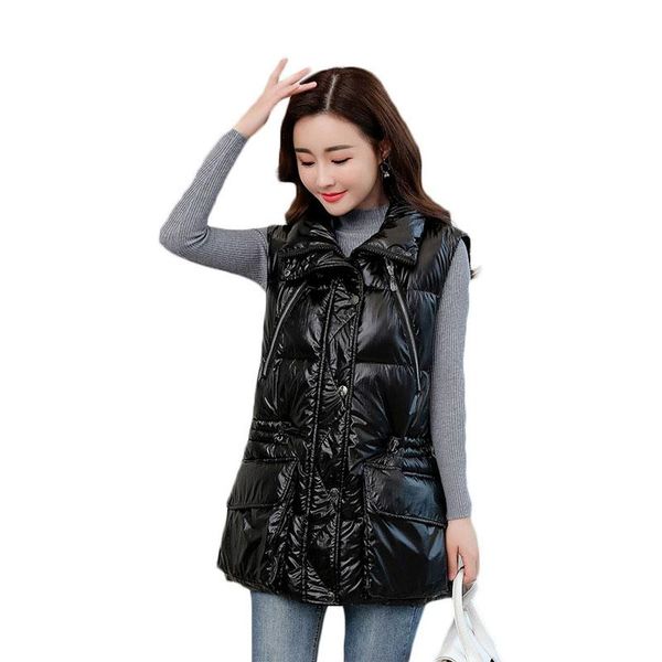 

women's vests down cotton vest coat women winter style outwear fashion loose shiny warm jacket 2021 y624, Black;white