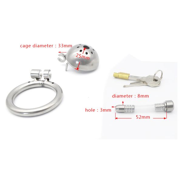

new lock 304 stainless steel male small cage chastity belt device with tube ring