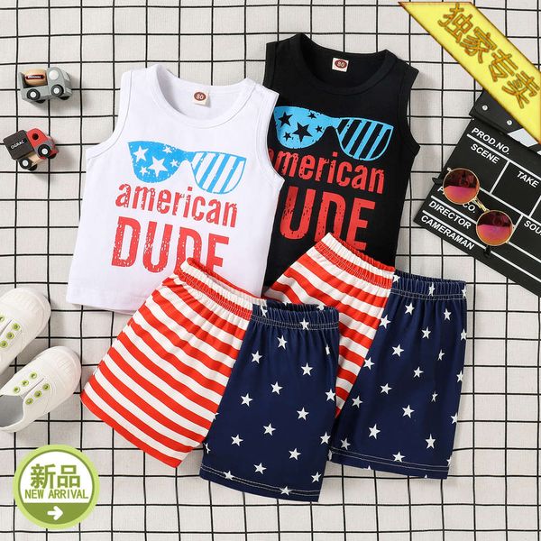 

boys and girls suits small amount of children's summer clothes boy girl baby vest shorts set, White