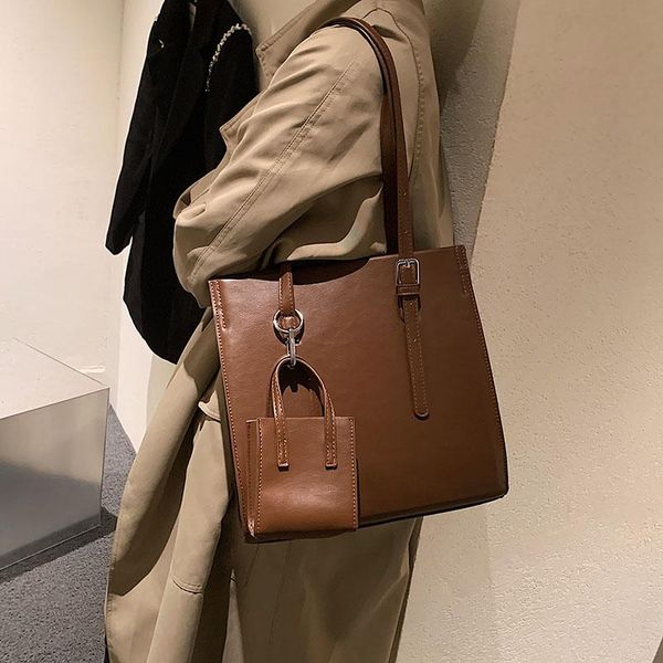 

evening bags women commuter bag female shoulder temperament simple designer ladies handbag pu leather square for work brown