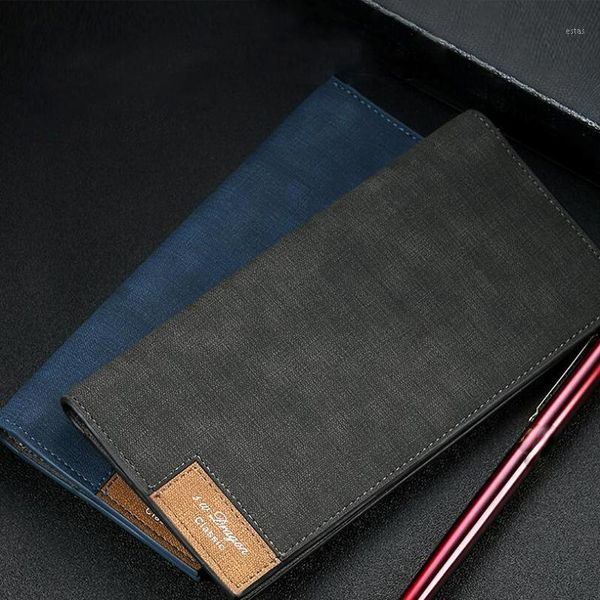 

men's wallet slim long solid color simplicity vintage pu leather soft fashion money for male 2021 wallets1, Red;black