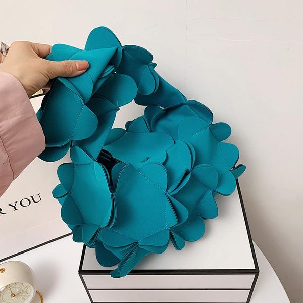 

evening bags flowers shoulder bag women pu leather underarm high-quality handbag 2021 summer luxury tote designer messenger