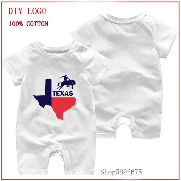 

jumpsuits style texas state printed romper born cotton rompers short sleeve infant baby boy girl funny jumpsuit clothes 0-24m, Blue