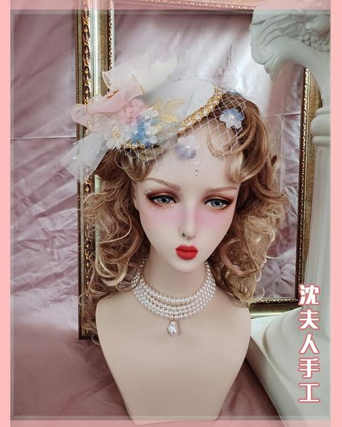 

party masks lolita french style flower wedding flat hat tea gorgeous lace retro mesh elegant fairy headwear