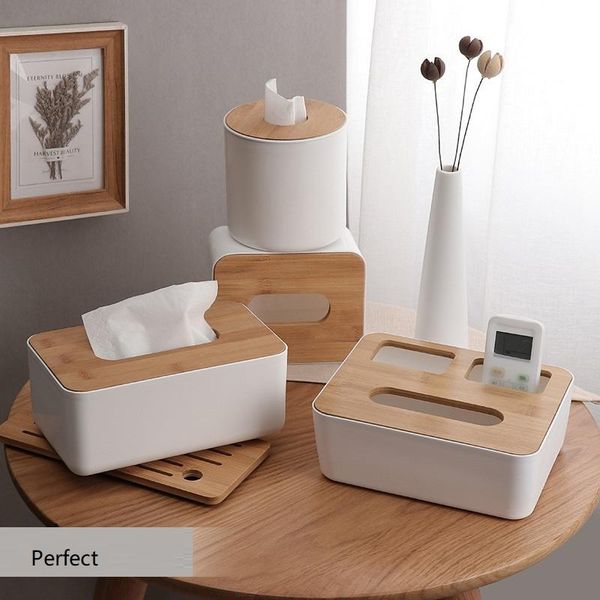 

tissue boxes & napkins nordic box with wood cover remote control phone storage home kitchen napkin container plastic handkerchief organizer