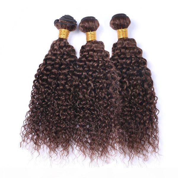 

#4 chocolate brown indian human hair bundles kinky curly weave wefts dark brown curly human hair extensions pure 4 color mixed length, Black