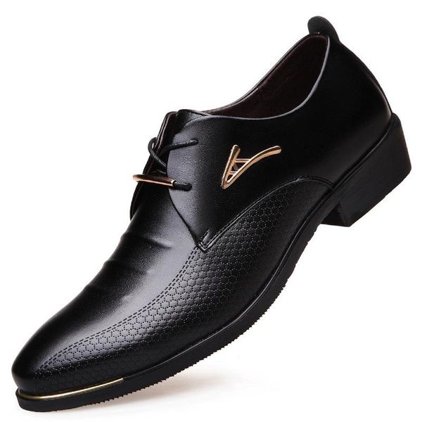 

dress shoes men soft pointed toe classic fashion business oxford for loafers leather, Black