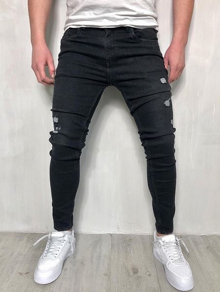 

men solid ripped jeans v5tp#, Blue