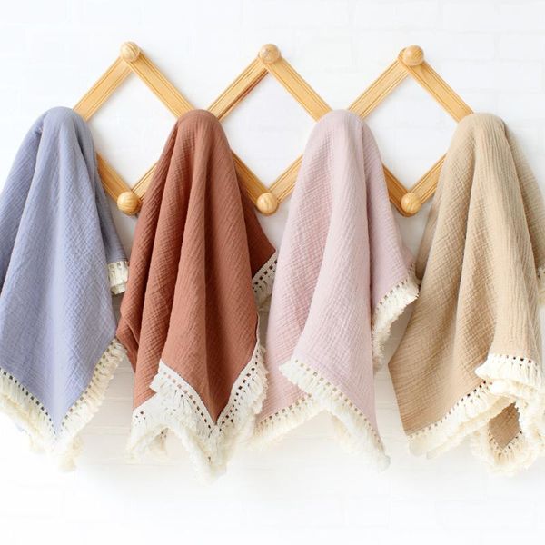 

blankets & swaddling born muslin baby 120x100cm swaddles cotton tassel blanket feeding cover muslins diaper