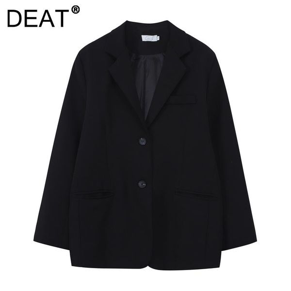 

women's suits & blazers [deat] 2021 autumn fashion tide turn-down collar single-breasted solid color long sleeve simple loose blazer wo, White;black