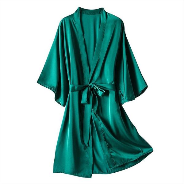 

silk pajamas comfort soft women sleepwear robes with belts nightgown elegant pink kimono wedding bridesmaid bathrobe dress, Black;red