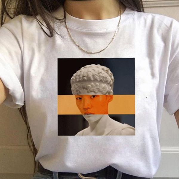 

new aesthetics tshirt fashion harajuku casual funny face tee female short sleeve graphic t-shirts clothes femme, White