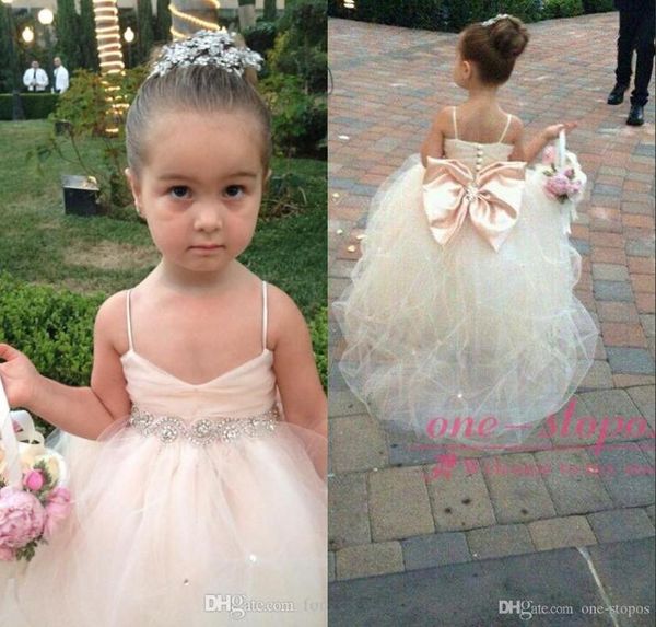 

girl's dresses cute pageant for girls spaghetti straps tulle puffy flower weddings with bow champagne ivory white pin, Red;yellow