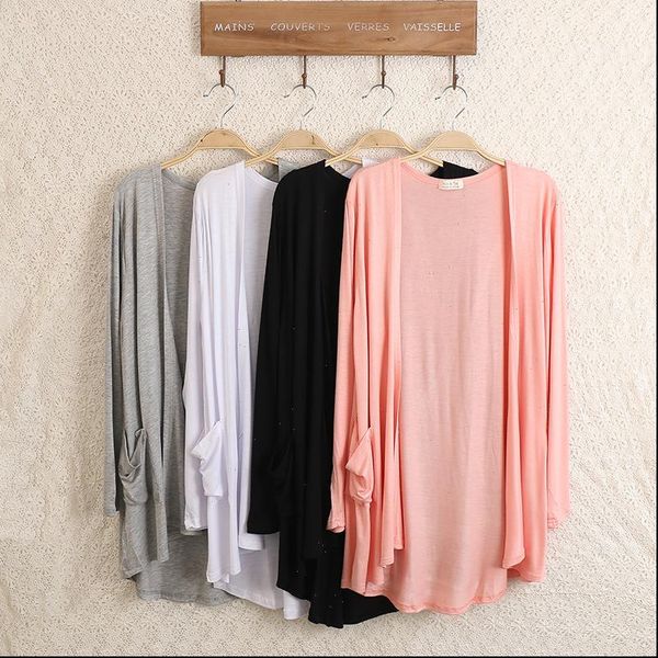 

new fashion women brand cardigan sweater poncho lady long sleeve casual slim 100% cotton solid female coat kimono d150, White;black