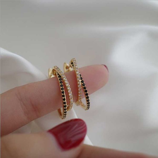 

hoop & huggie fashion circle ring female earrings 2021 zircon, Golden;silver