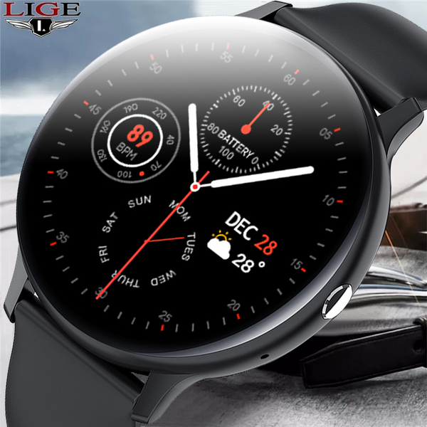 

lige new 2021 smart watch men full touch screen sports fitness watch ip67 waterproof bluetooth for android ios smartwatch mensg, Slivery;brown