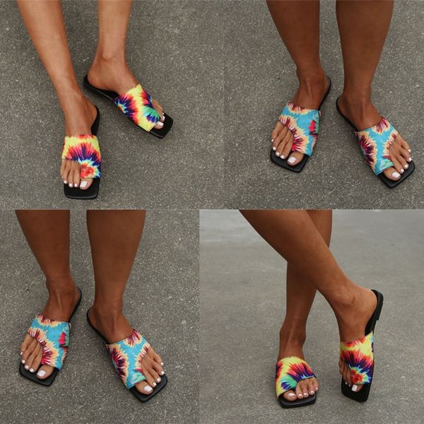 

women plus size slippers sandals summer shoes club pu flat scuffs print tie dye gradient flip flops outdoors beachwear holiday party wear co, Black