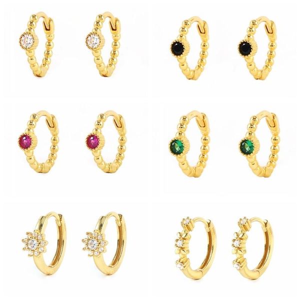 

hoop & huggie aide 925 sterling silver cz earrings for women small simple fashion piercing earring earings jewelry gift pendientes, Golden;silver